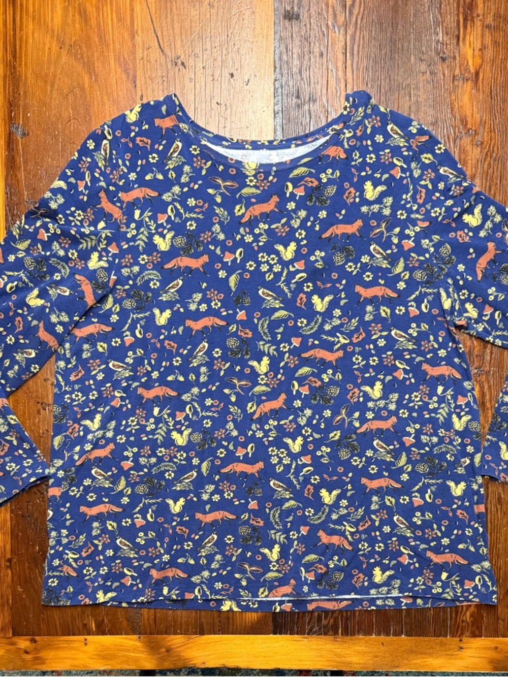 Coldwater Creek Fox & Floral Long Sleeve Top 2X